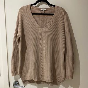 Babaton Beige VNeck Oversized Sweater